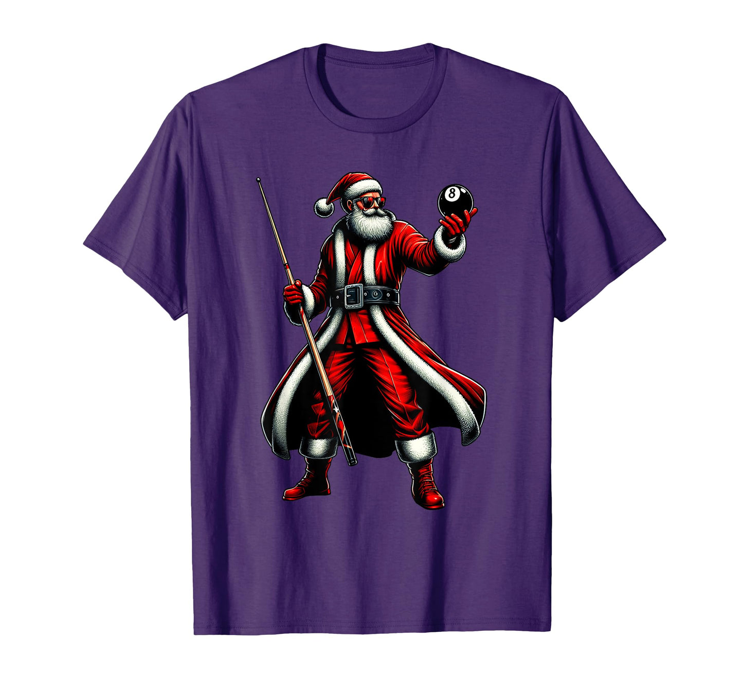 Santa Playing Billiards Men Boys Christmas Billiards Player T-Shirt