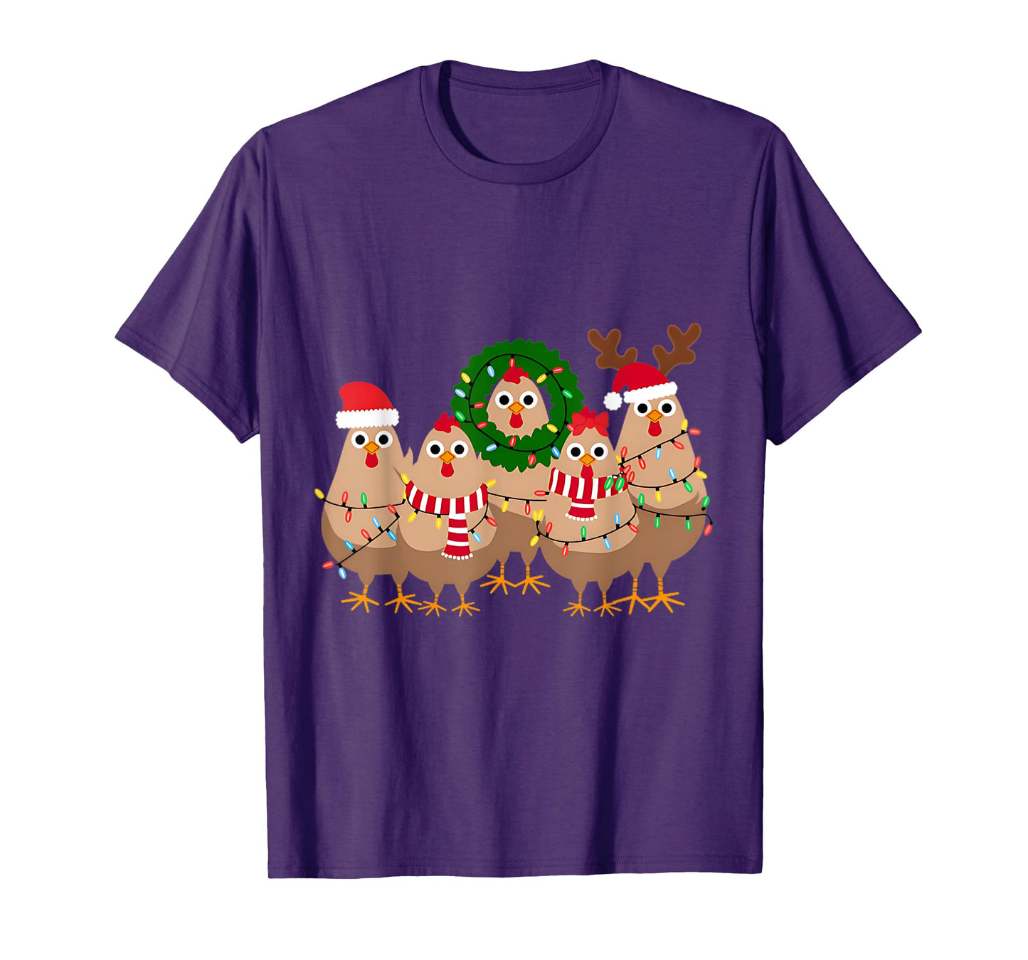 Funny Christmas Chicken T-Shirt - Black, Small, Unisex-Adult, Christmas, Modern, Cartoon, Imported, Polyester 100%, Short Sleeve, Pull On, T-Shirt