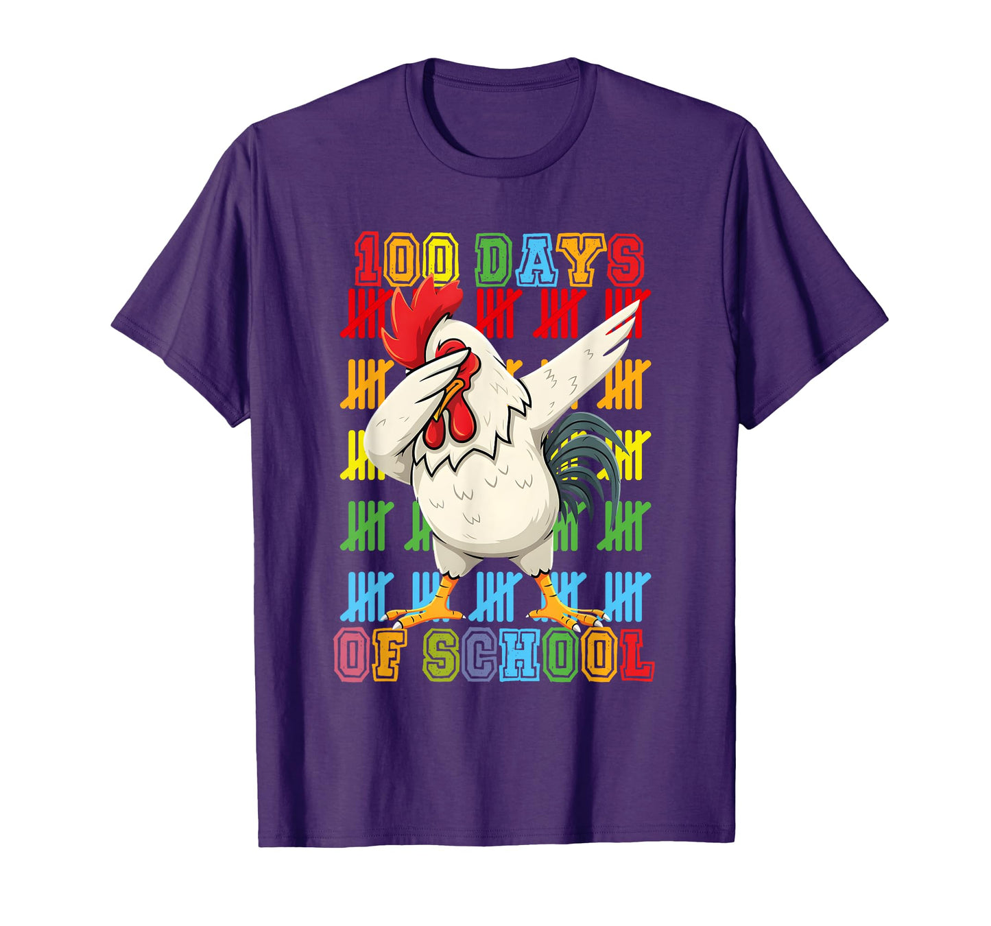 Dabbing 100 Days of school Chicken 100th Day Teacher Student T-Shirt