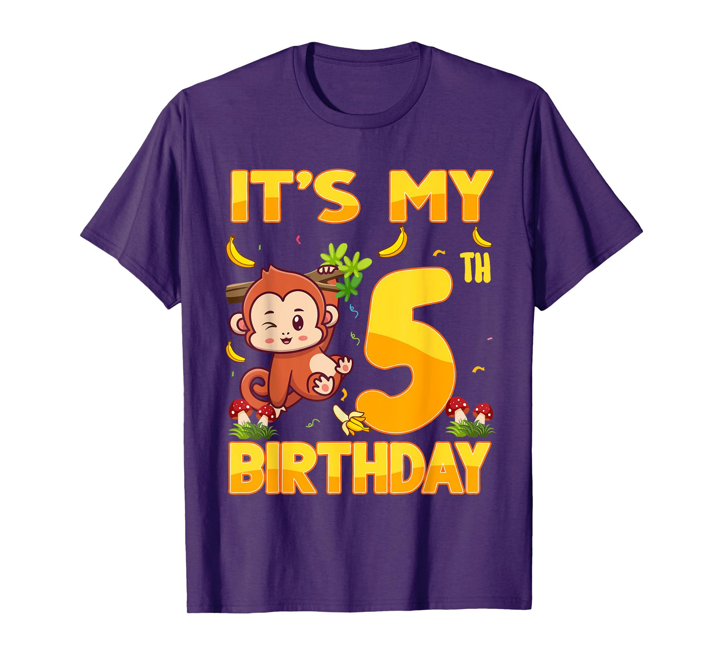 It's My 5th Birthday Monkey 5 Year Old Bday Party Kid Boy Gi T-Shirt