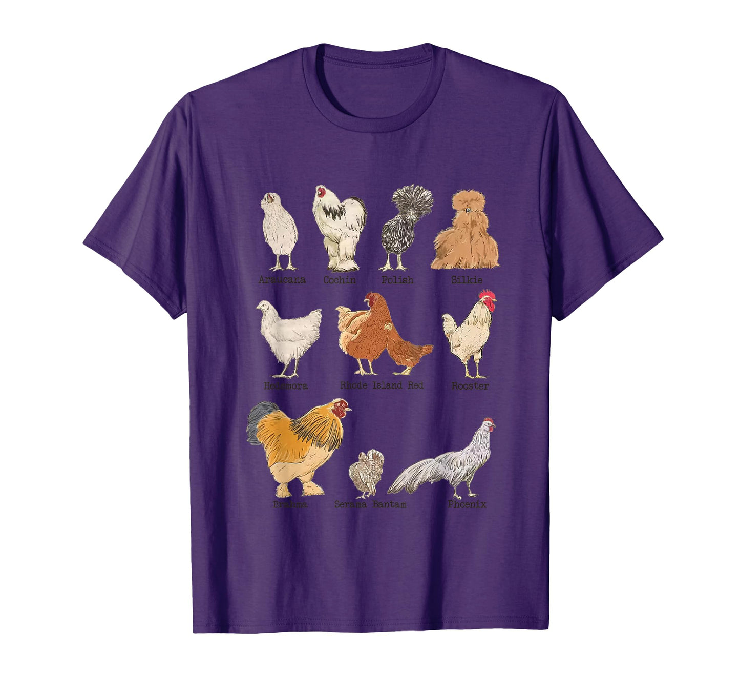 Vintage Chicken Breeds Farm Animals Day Support Local Farmer T-Shirt