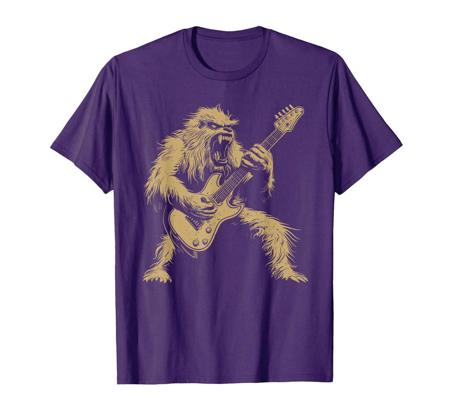 Funny Bigfoot Playing Guitar Star Rock & Roll Men Women Kids T-Shirt