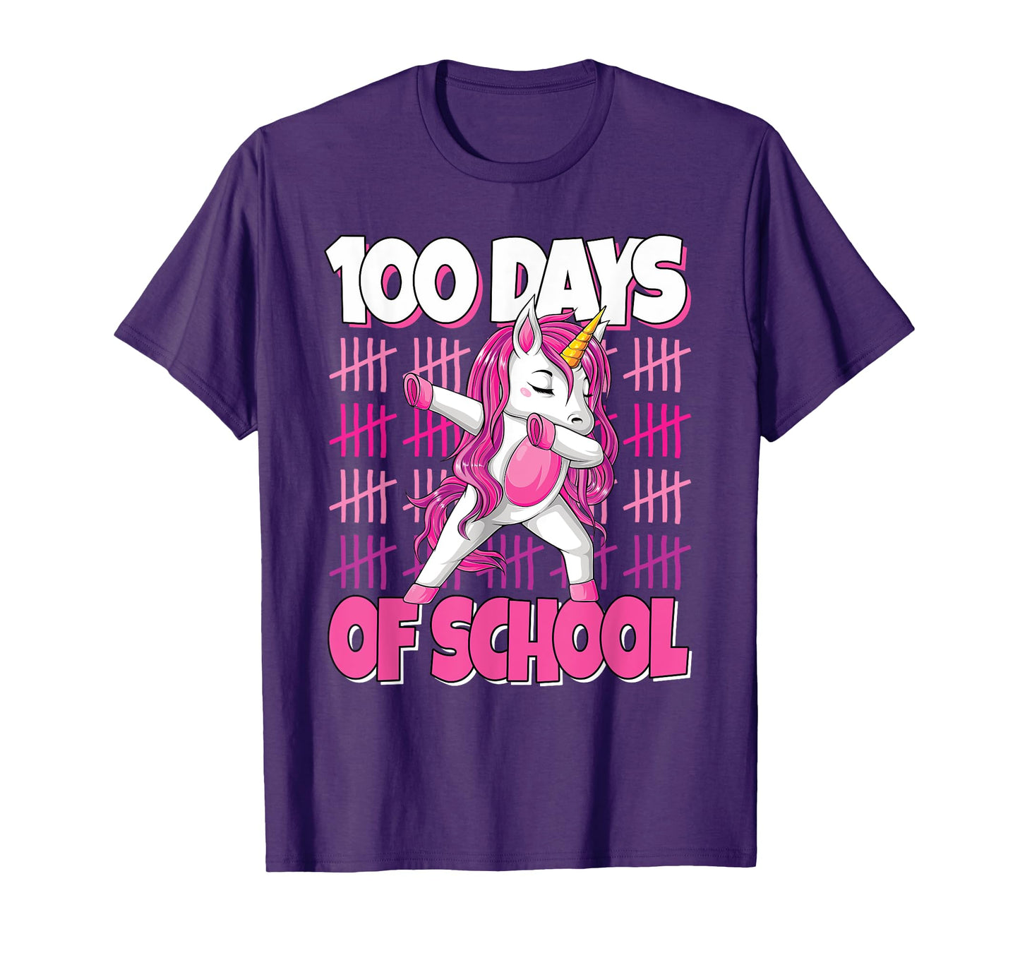 100 Days Of School Dabbing Unicorn 100th Day Of School Girls T-Shirt