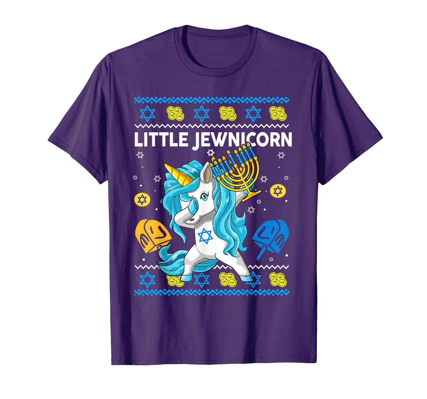 Ugly Hanukkah Sweater Little Jewnicorn Unicorn Toddler Girl T-Shirt