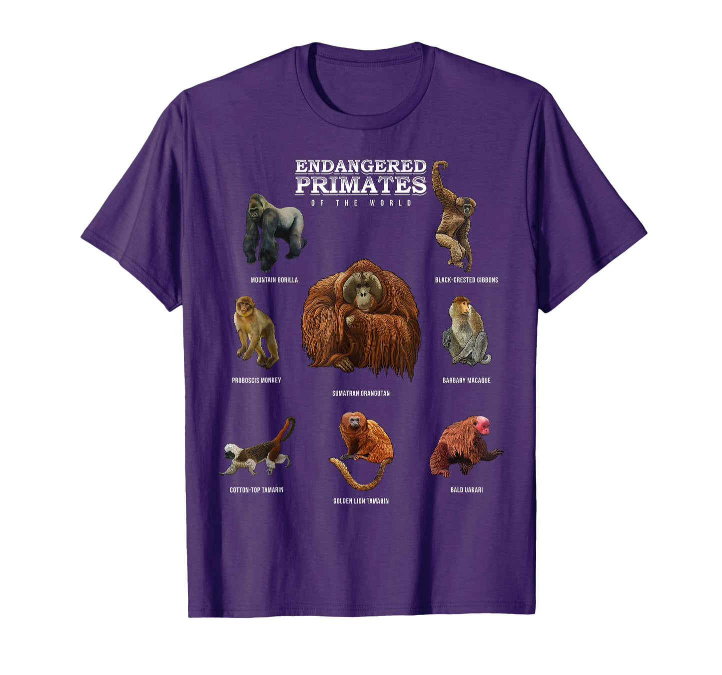 Endangered Primates of the World Shirt Wildlife Zoology Wild T-Shirt