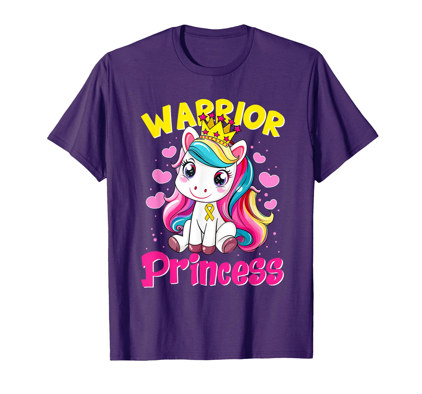 Warrior Princess Unicorn Girls Childhood Cancer Awareness T-Shirt