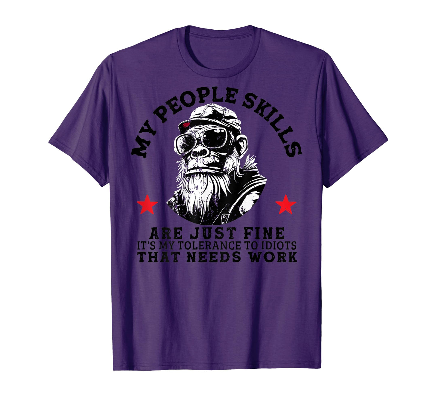 My People Skills Are Just Fine Funny Monkey (On Back) T-Shirt