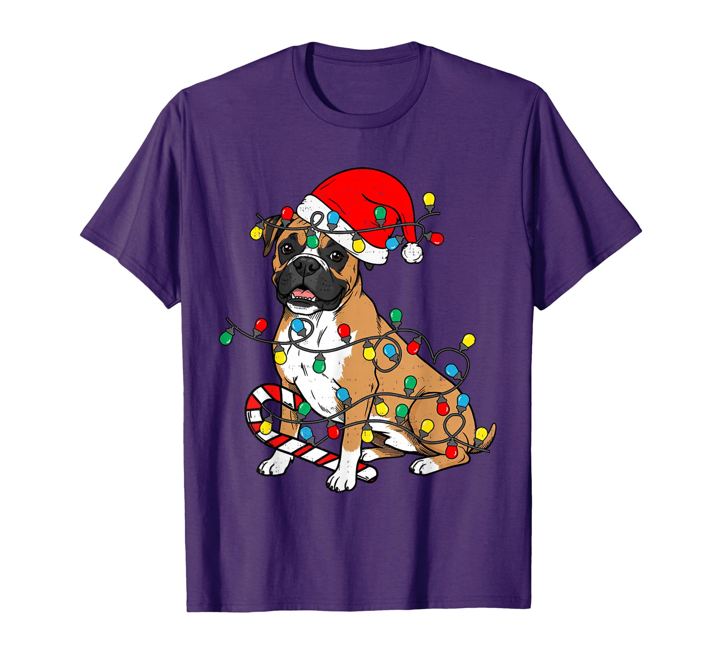 Boxer Dog Christmas Lights Pajama Santa Xmas Pet Dog Lover T-Shirt