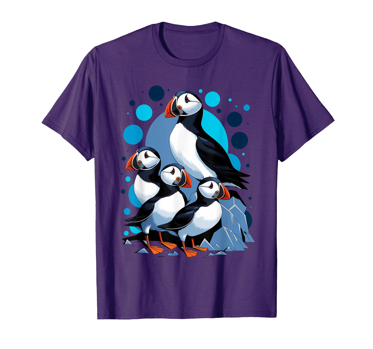 Funny Puffin Birds on Rocks Art T-Shirt