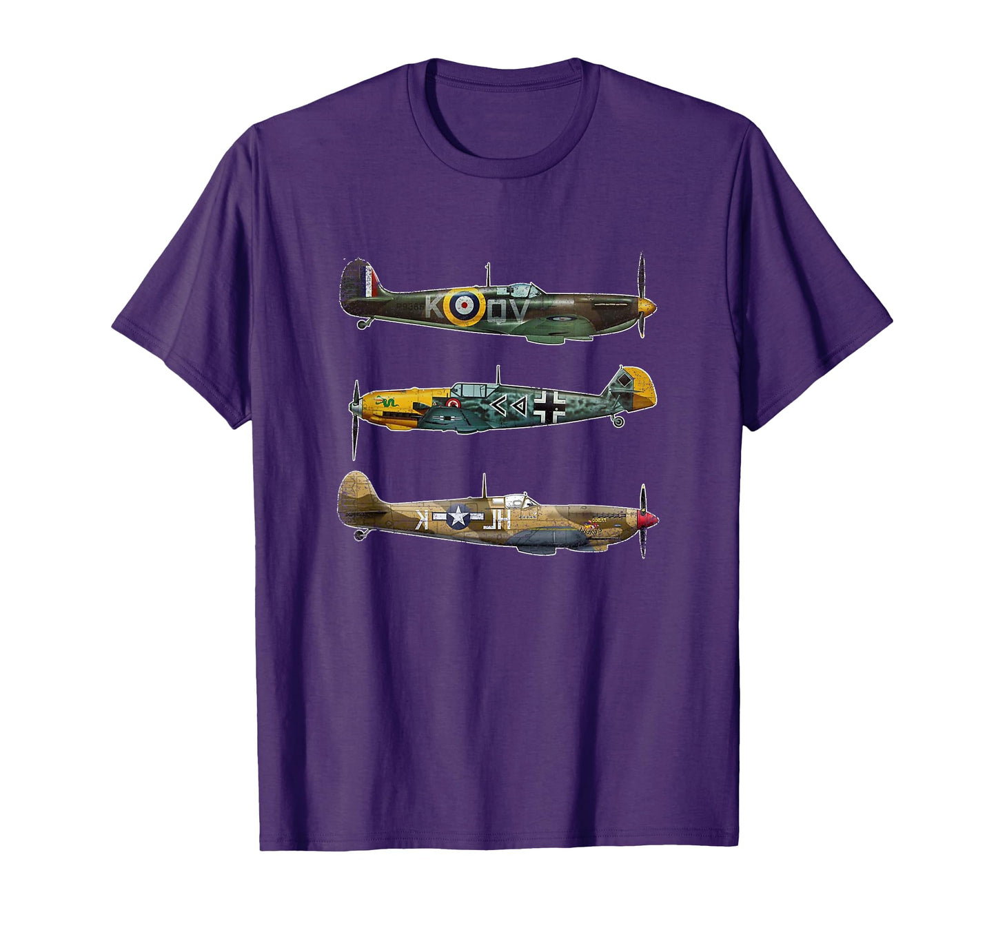 WW2 Planes Warbirds P51 Mustang Spitfire Messerschmitt T-Shirt