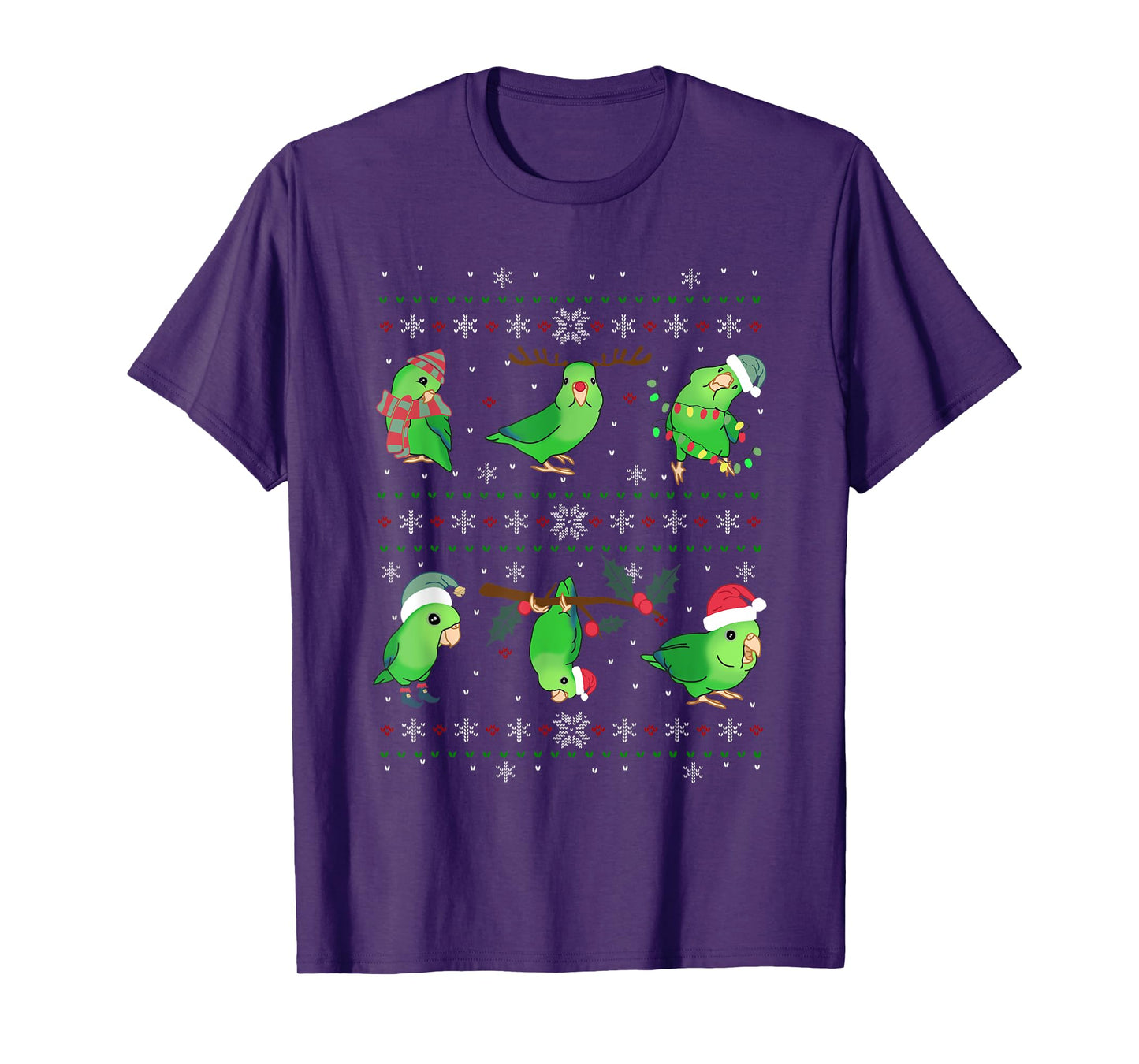 Ugly Christmas Green Parrotlet Birb memes Parrot owner T-Shirt