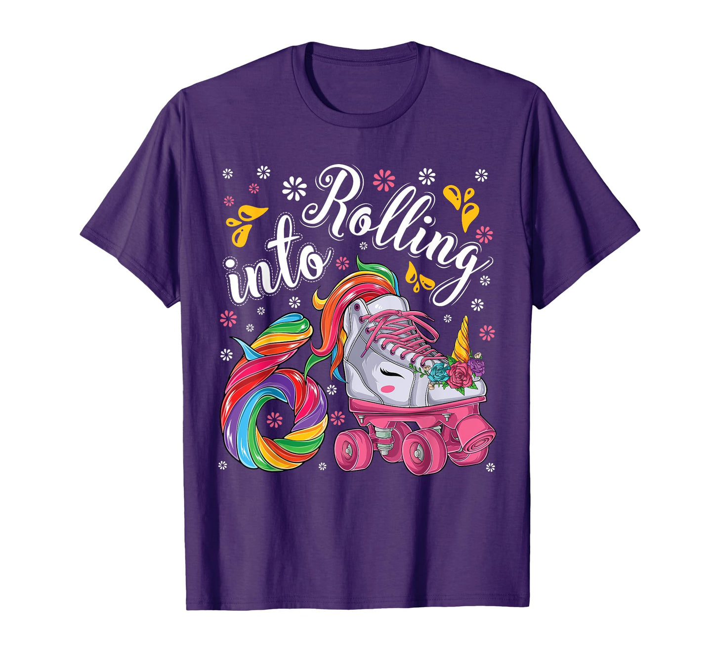 Roller Girl 6 year old Unicorn Rolling skate 6th birthday T-Shirt