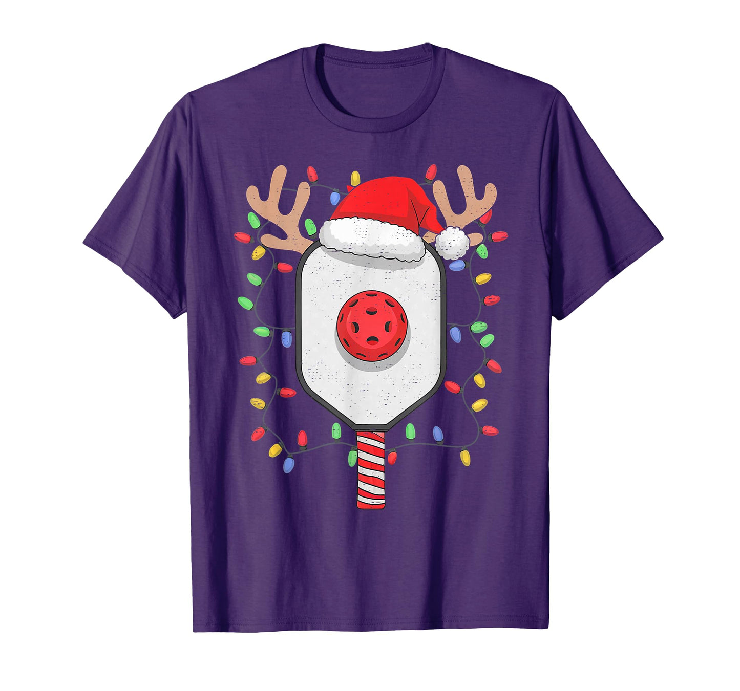 Pickleball Player Christmas Holiday Reindeer Xmas Men Women T-Shirt