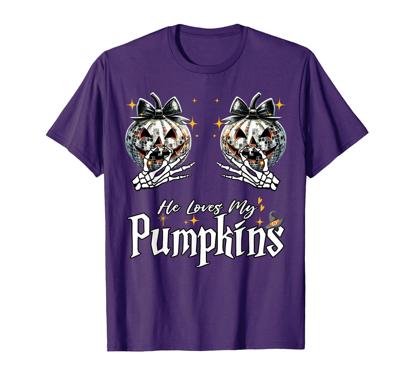 He Loves My Pumpkins I Love His Broomstick Couples Skeleton T-Shirt