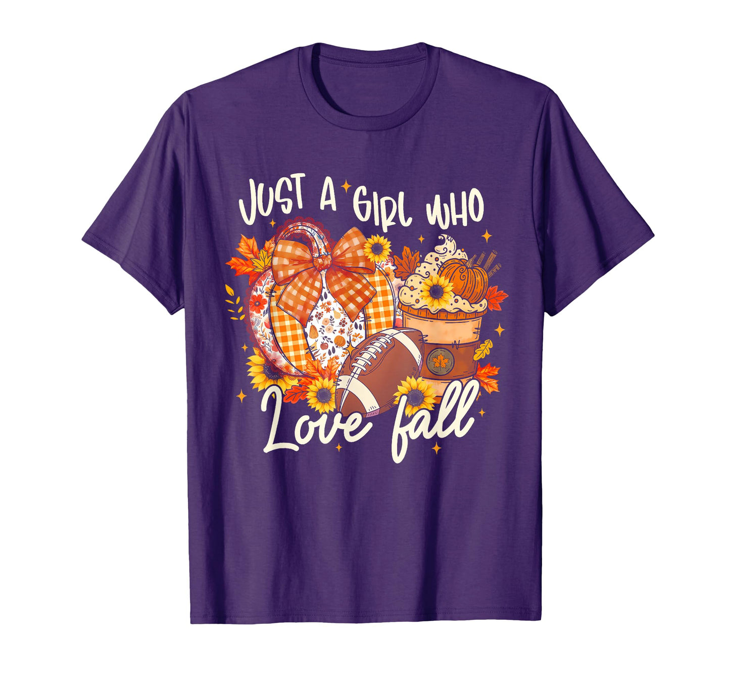 Just A Girl Who Loves Fall Coquette Pumpkin Spice Football T-Shirt
