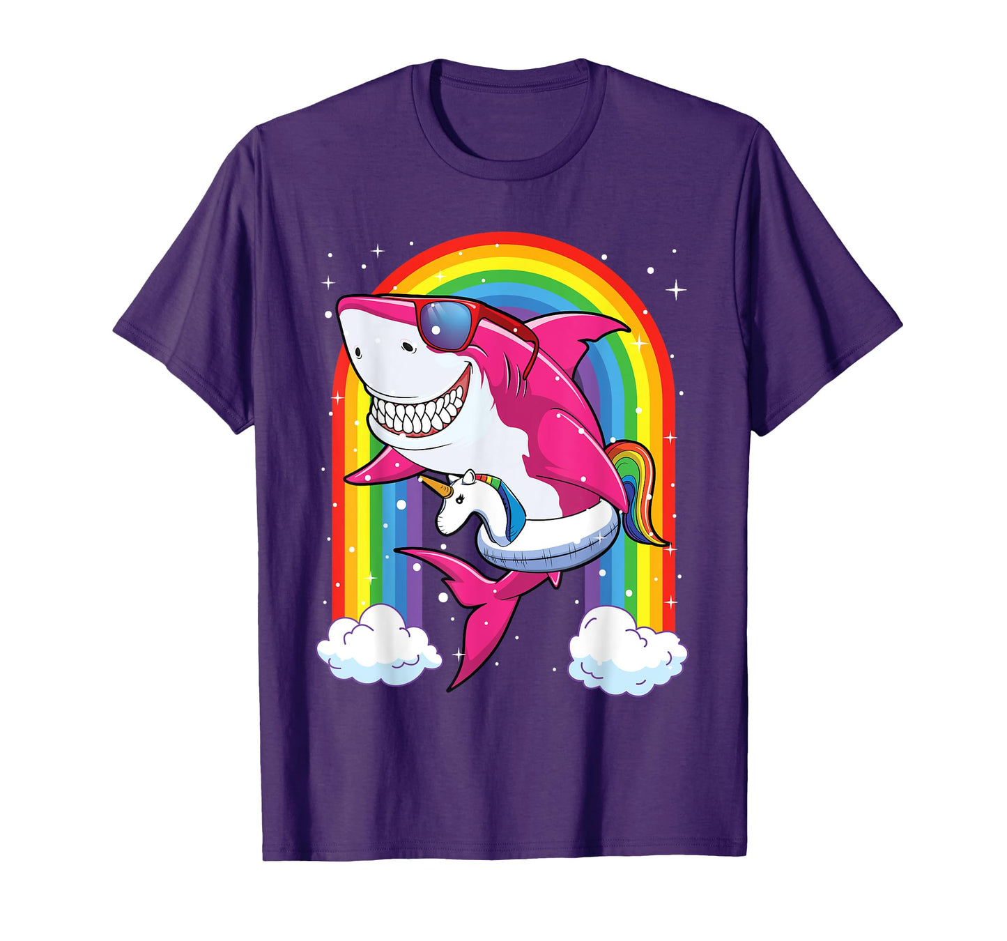 Pink Shark Shirt For Girls Kids Summer Vacation Unicorn T-Shirt