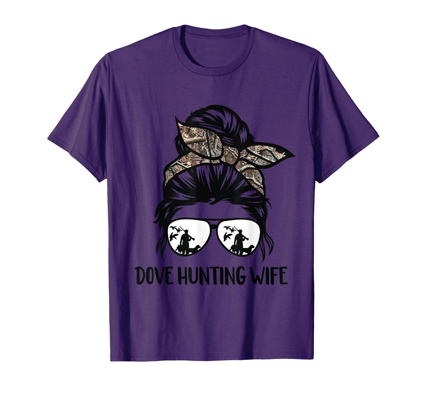 dove hunting wife messy bun Funny Dove Hunter woman mom T-Shirt