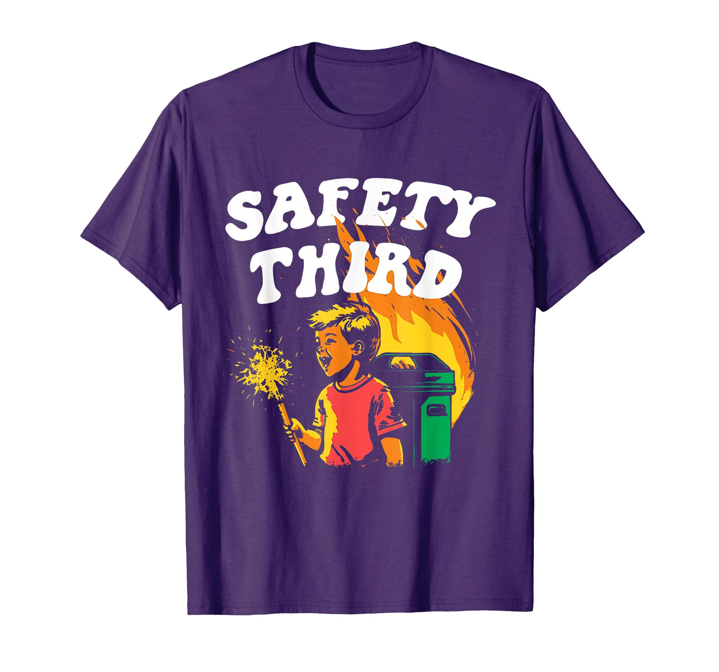 Safety Third Fumpster Fire Funny Vintage Retro Tee T-Shirt