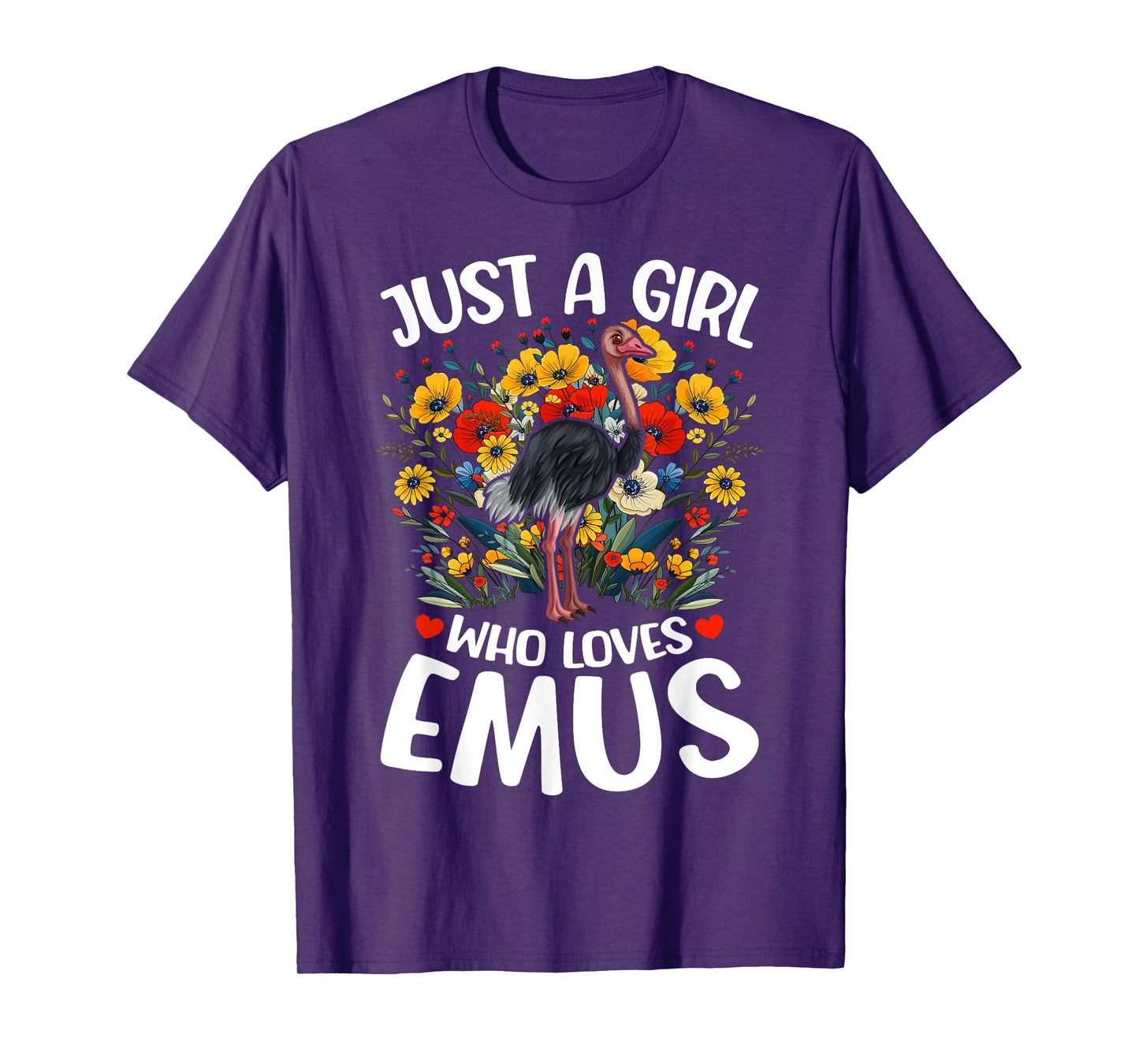 Just A Girl Who Loves Emus Aesthetic Flower Emu Bird T-Shirt