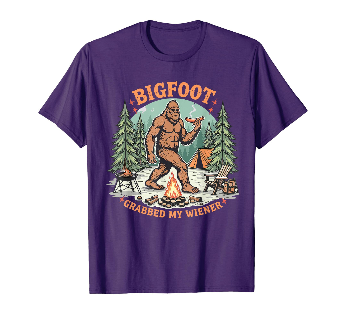 Funny Bigfoot Meme Sasquatch Men Bigfoot Grabbed My Wiener T-Shirt