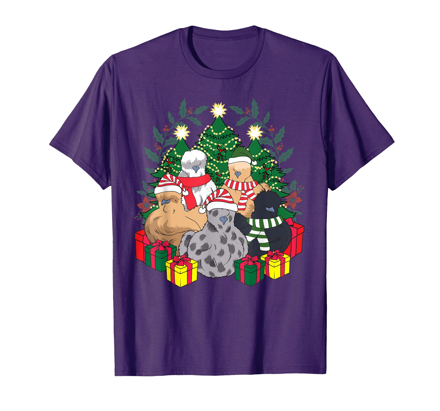 Poultry Farmer Funny Silky Silkie Chicken Lover Co Silkie Silky Chickens Christmas Xmas Cute Graphic Men's Black Cotton Blend T-Shirt