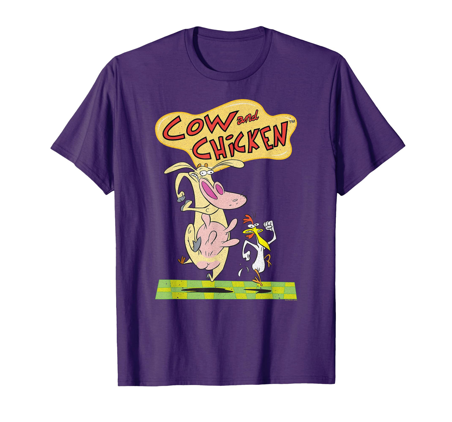 Cow and Chicken Vintage Running Characters Cartoon T-Shirt