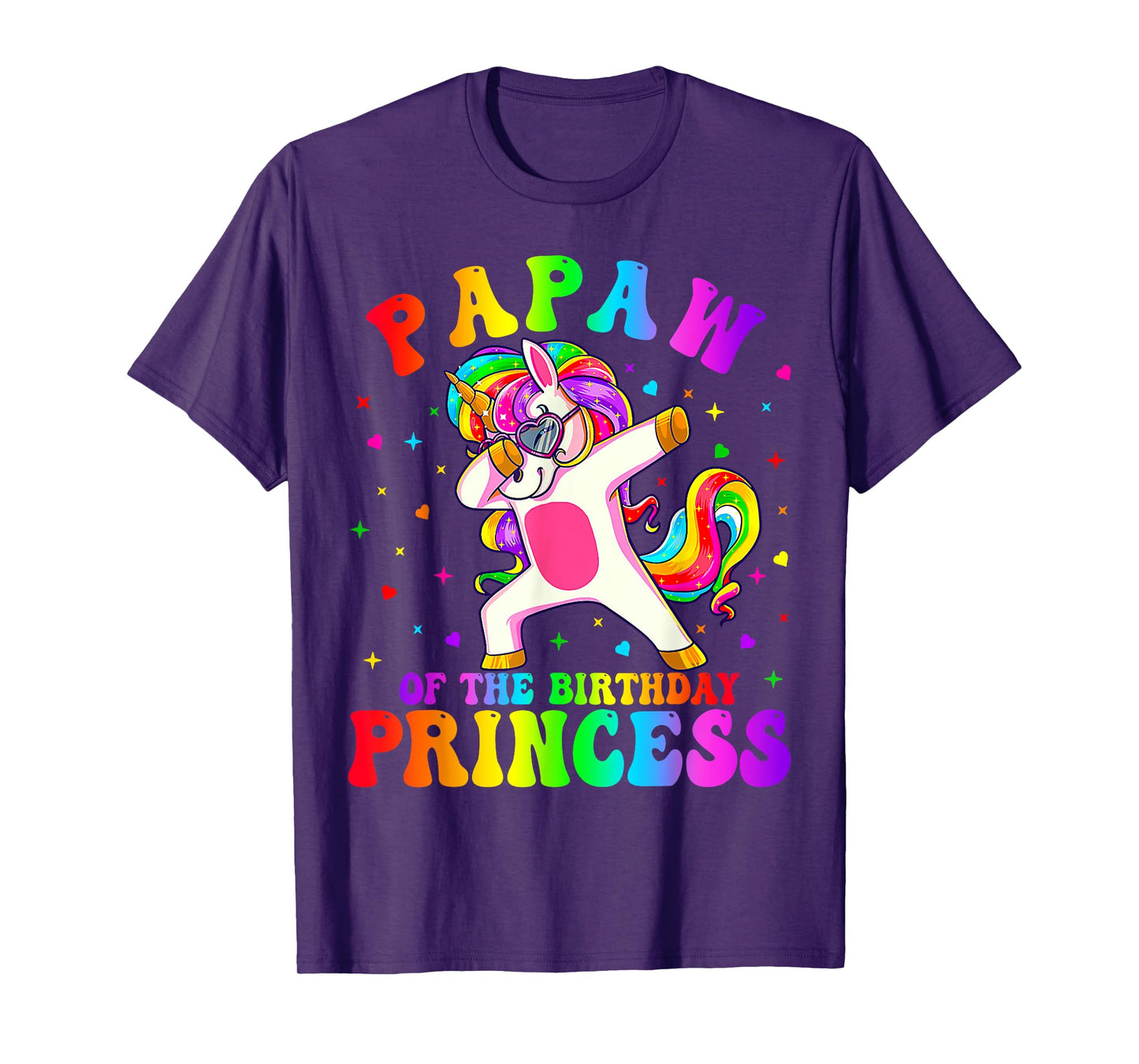 Papaw of the Birthday Princess Girl Dabbing Unicorn Funny T-Shirt