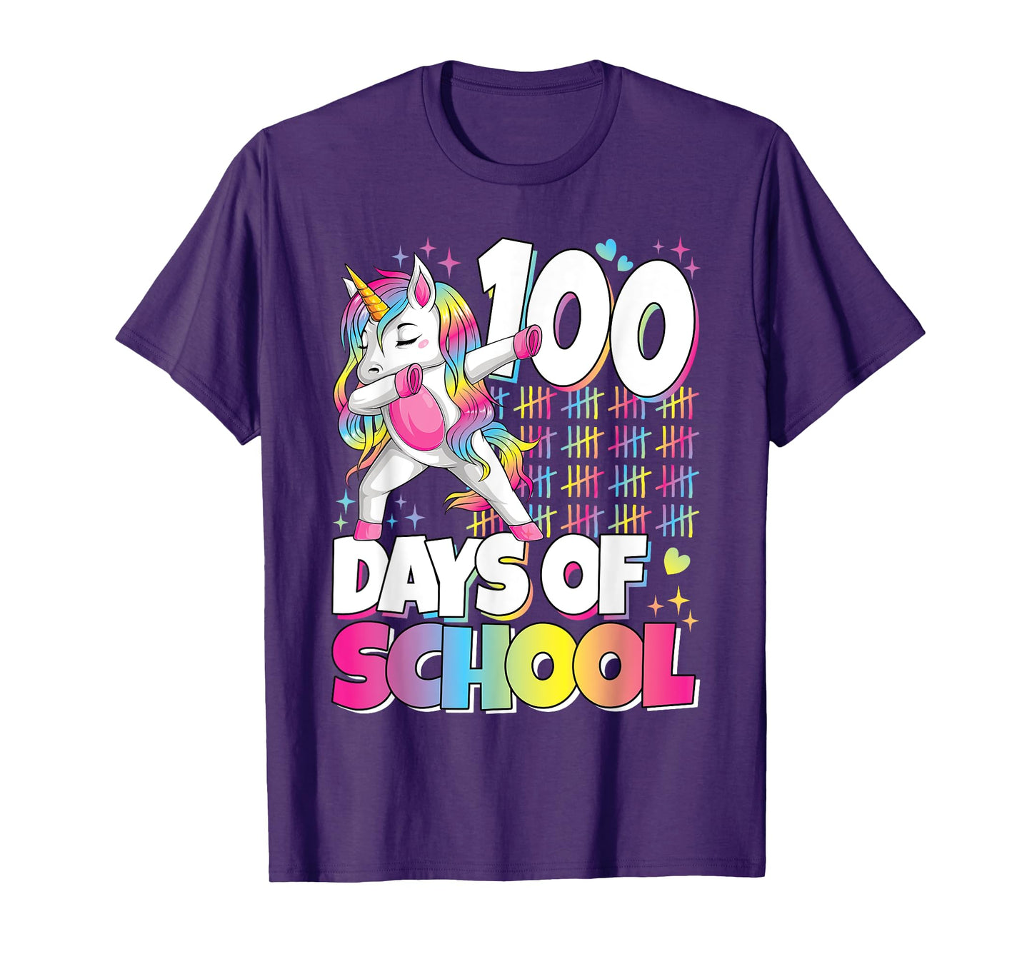 Cute 100 Days Of School Unicorn 100th Day Of School Girls T-Shirt