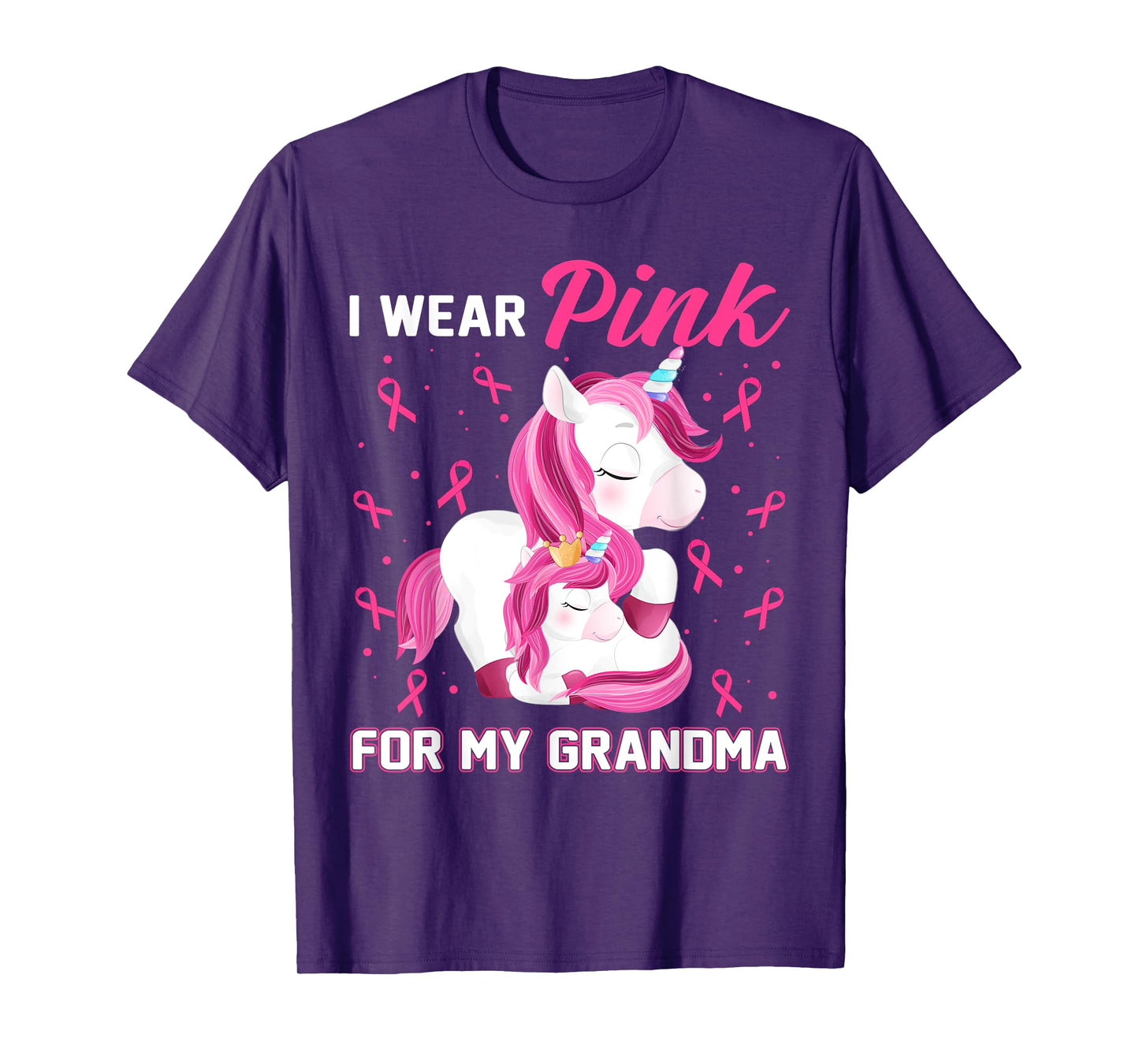 I Wear Pink For My Grandma Breast Cancer Awareness Unicorn T-Shirt
