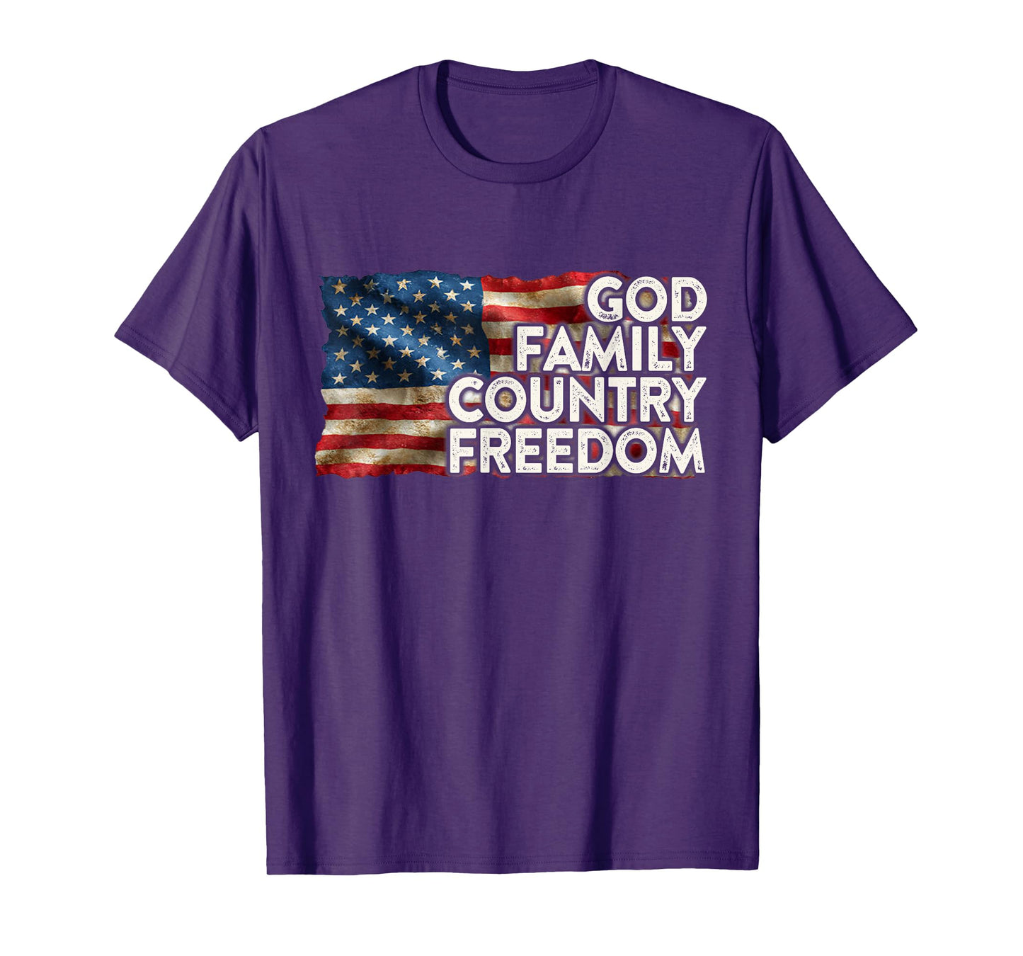 God Family Country Freedom 4th July USA Flag Christian T-Shirt