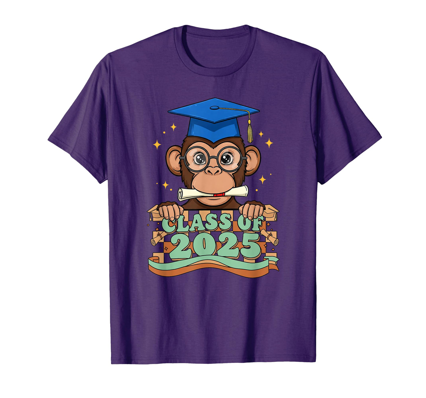 Graduate Monkey Class Of 2025 Kids Mens Womens Graduation T-Shirt