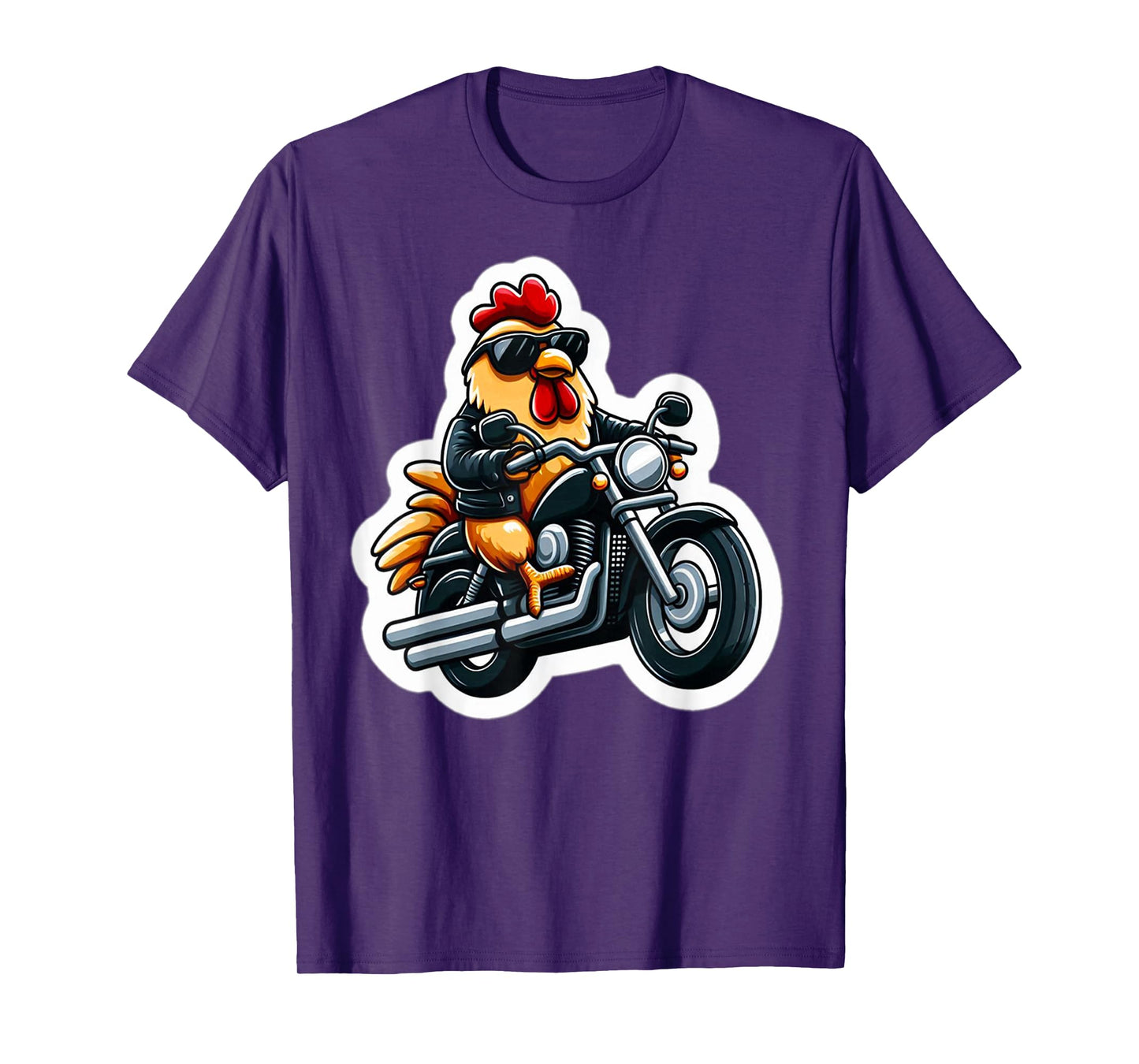 Cool Biker Chicken on Motorcycle T-Shirt