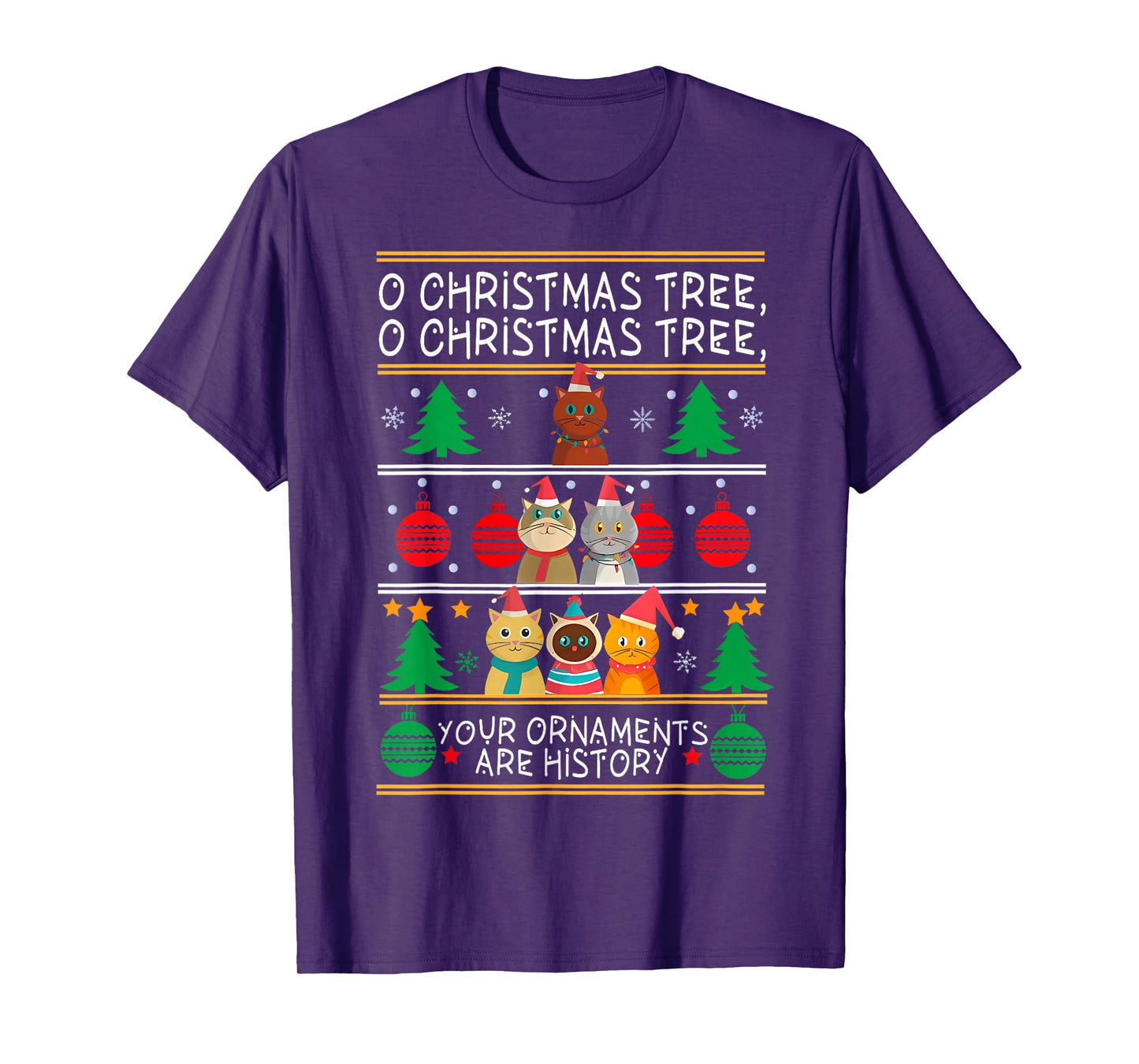 Merry Catmas Funny O Christmas Tree, Cat Xmas Meow Christmas T-Shirt