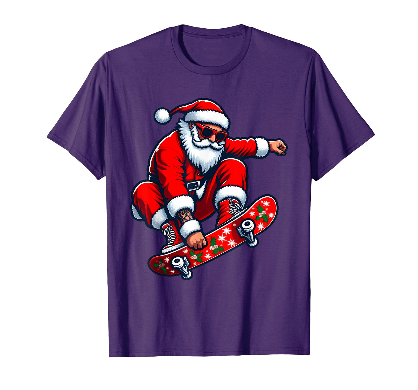 Santa Skateboarding Christmas Pajama Toddler Skateboarders T-Shirt