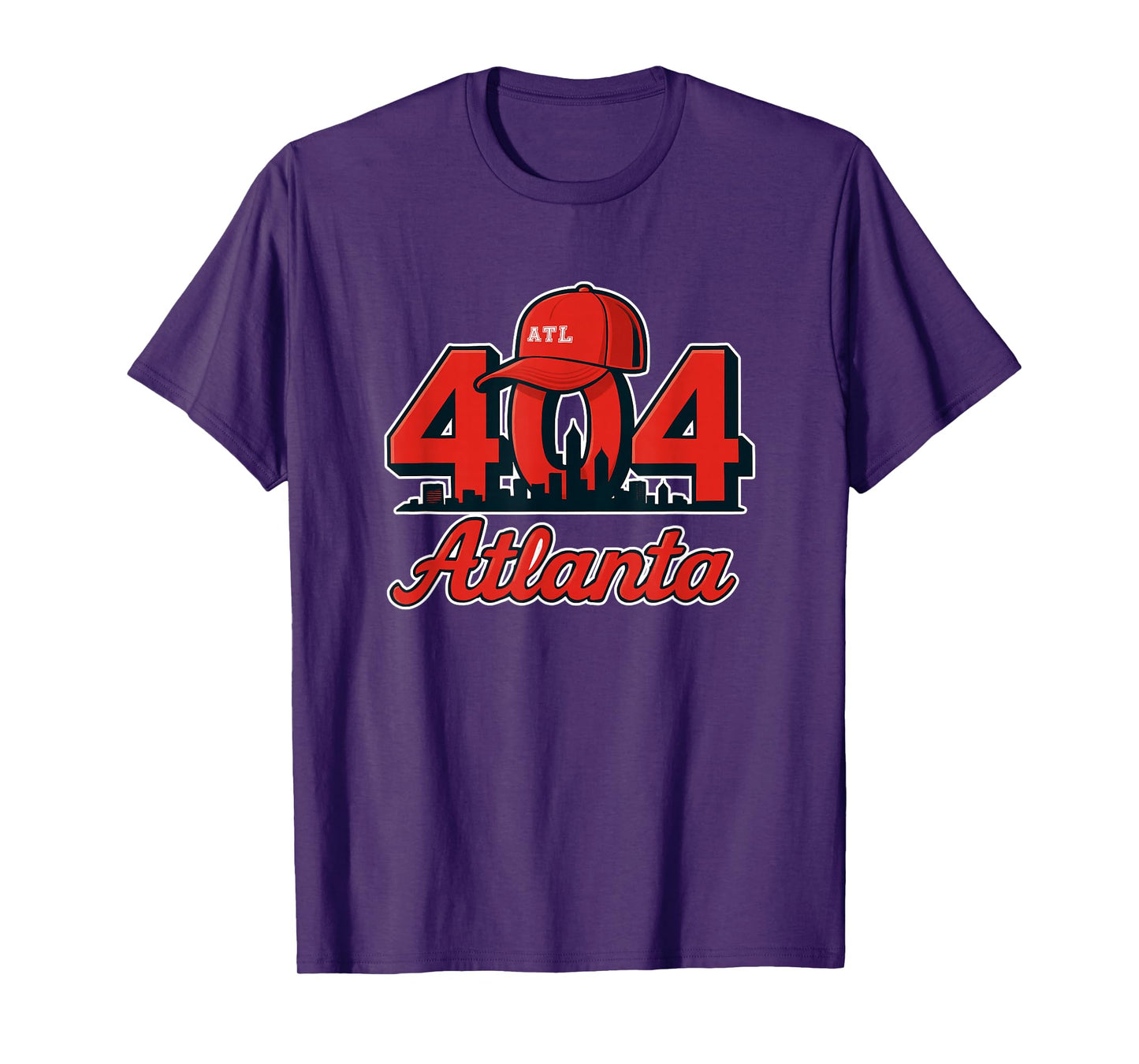 Atlanta 404 Red ATL Hat Skyline Hometown T-Shirt
