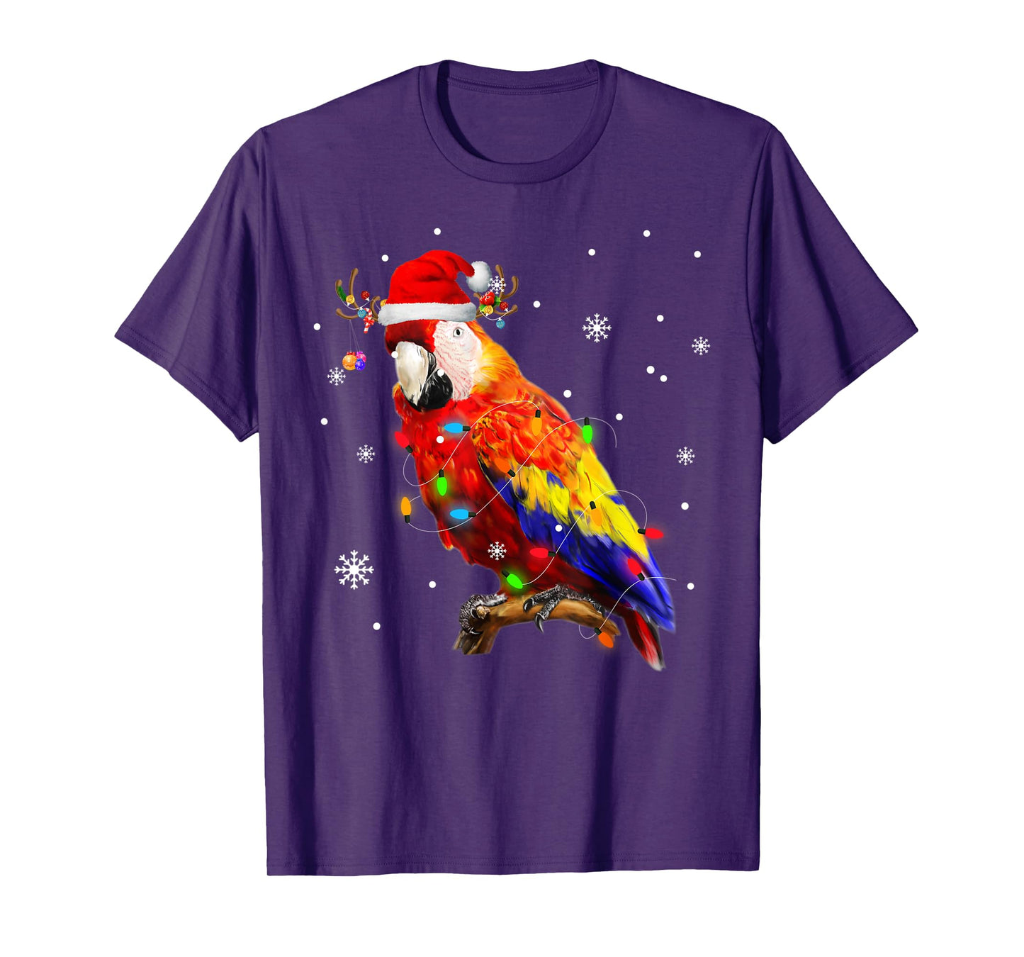Parrot Santa Hat Reindeer Xmas Light Christmas Pajama Family T-Shirt