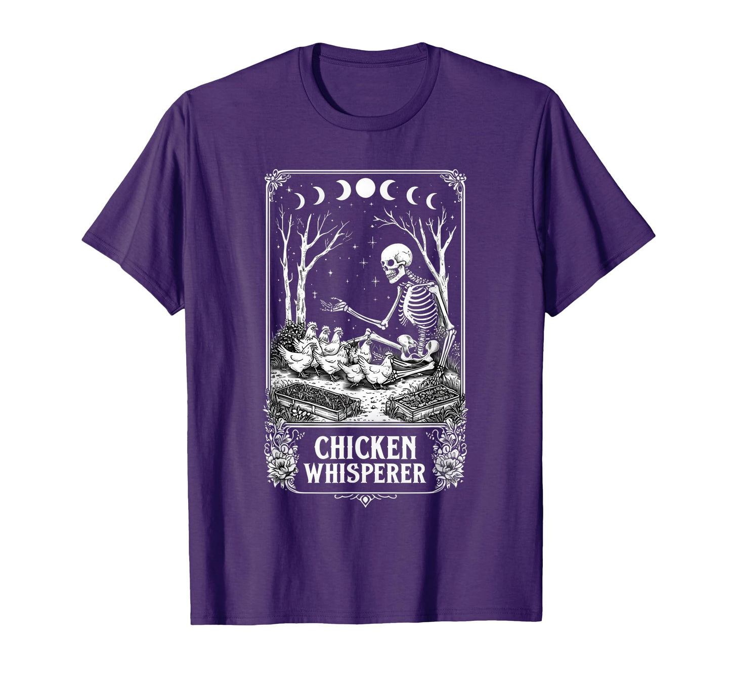 Skeleton Tarot Card design – Witchy Chicken Garden design T-Shirt