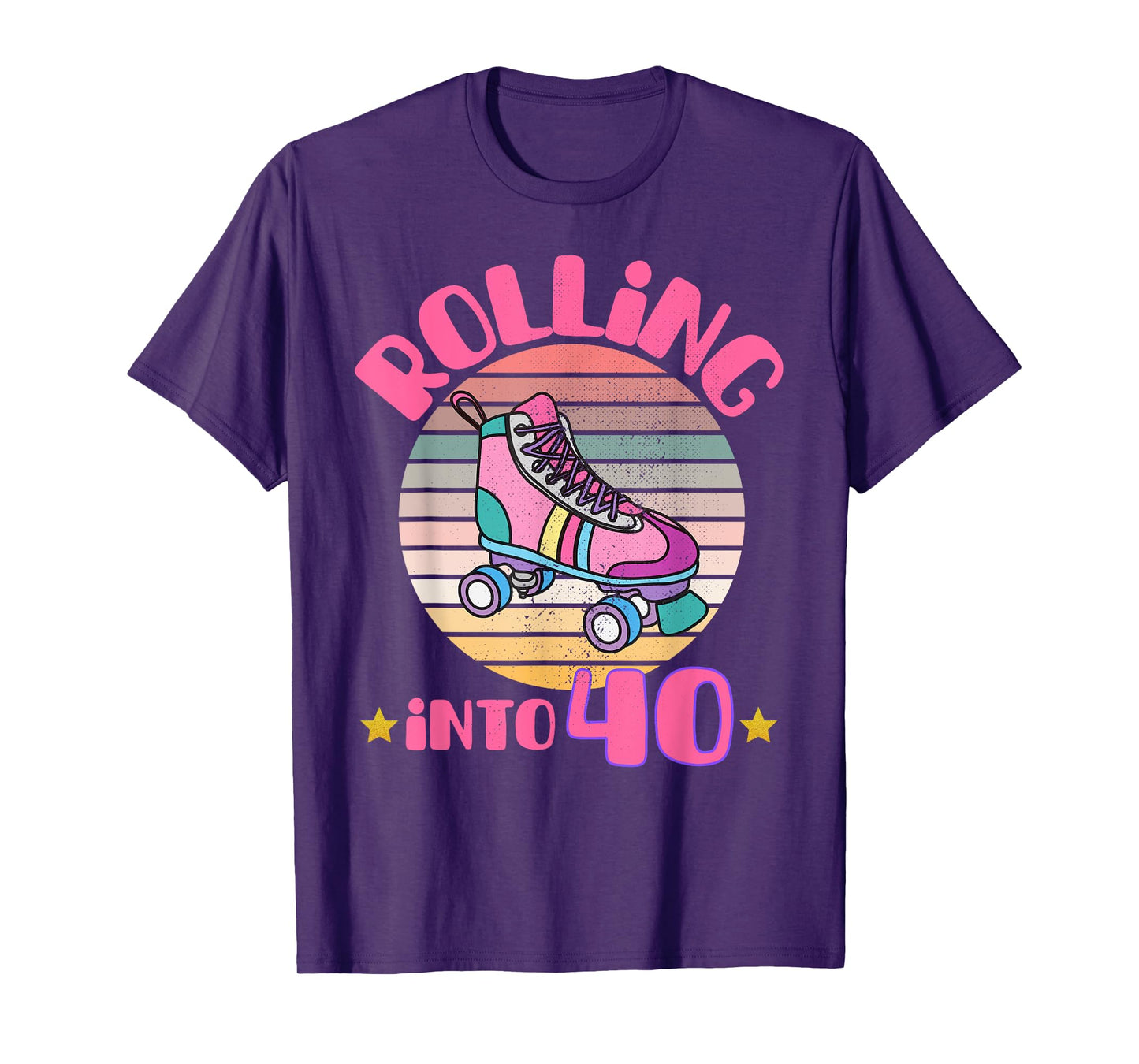 Roller Skating 40 Year Old Birthday Girl Rolling Into 40 T-Shirt