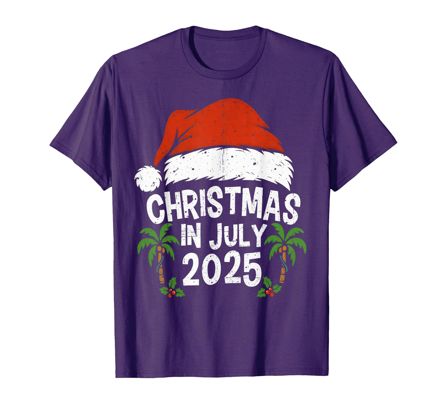 Santa Hat Christmas In July 2025 Family Vacation Summer 2025 T-Shirt