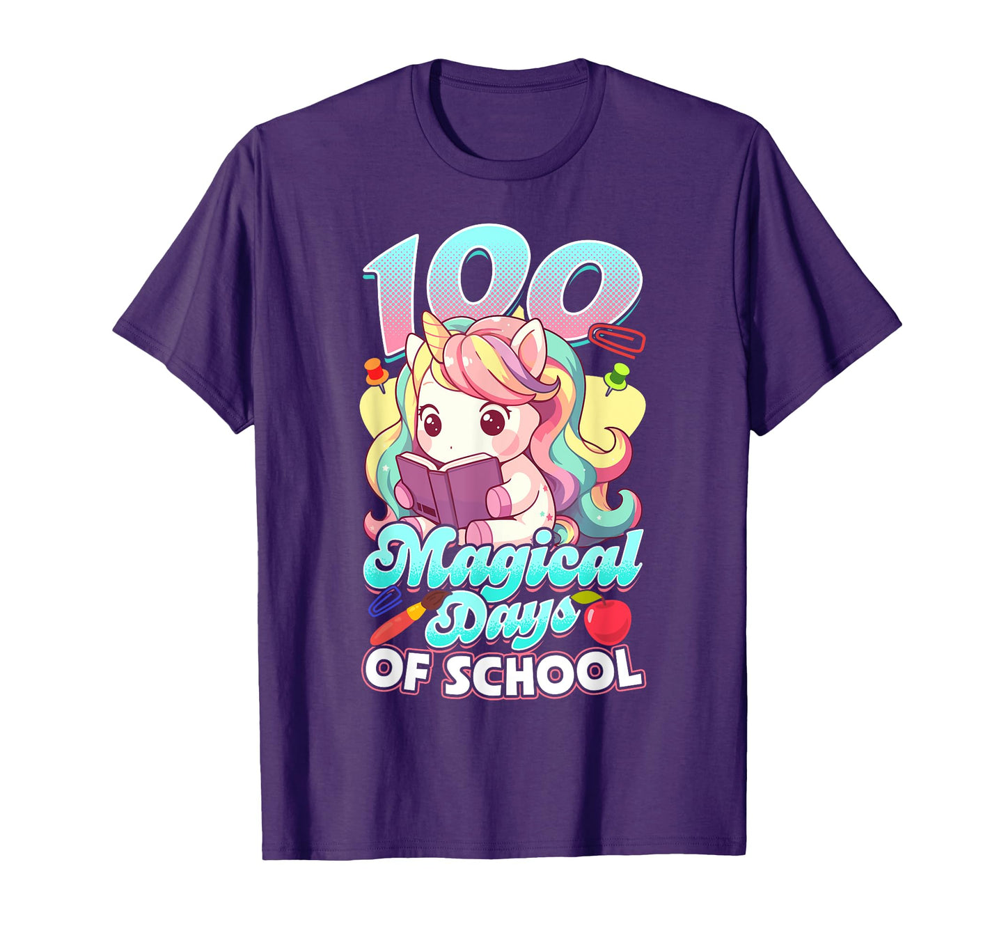 100 Days of School Unicorn 100 Magical Days Teacher Girls T-Shirt