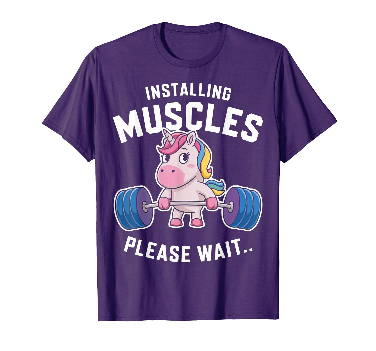 Unicorn Lifting Barbell Loading Muscles Funny Gym Design T-Shirt