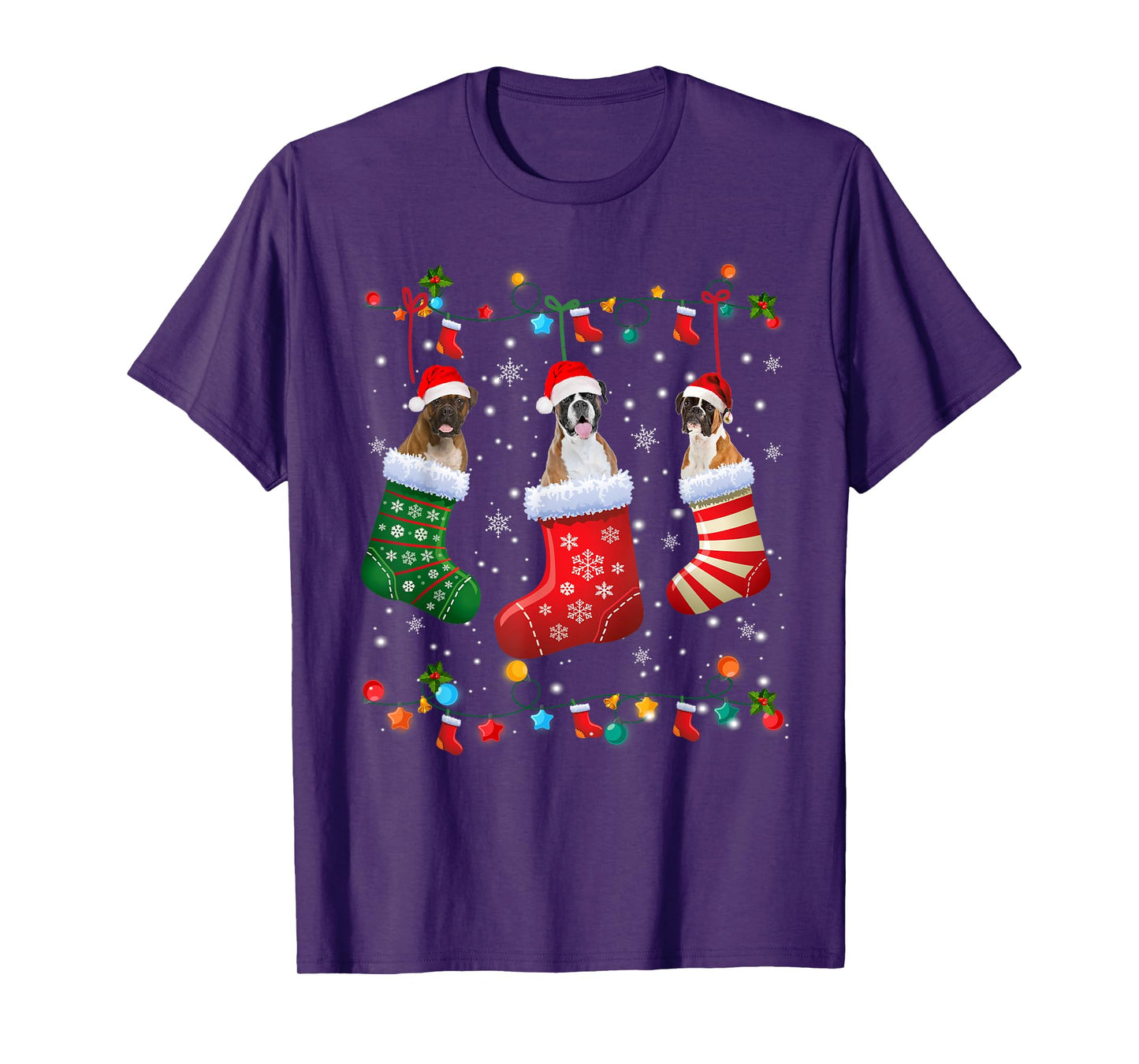 Christmas Socks Pajama Boxer Dog Puppy Lover T-Shirt for Men Women Kids