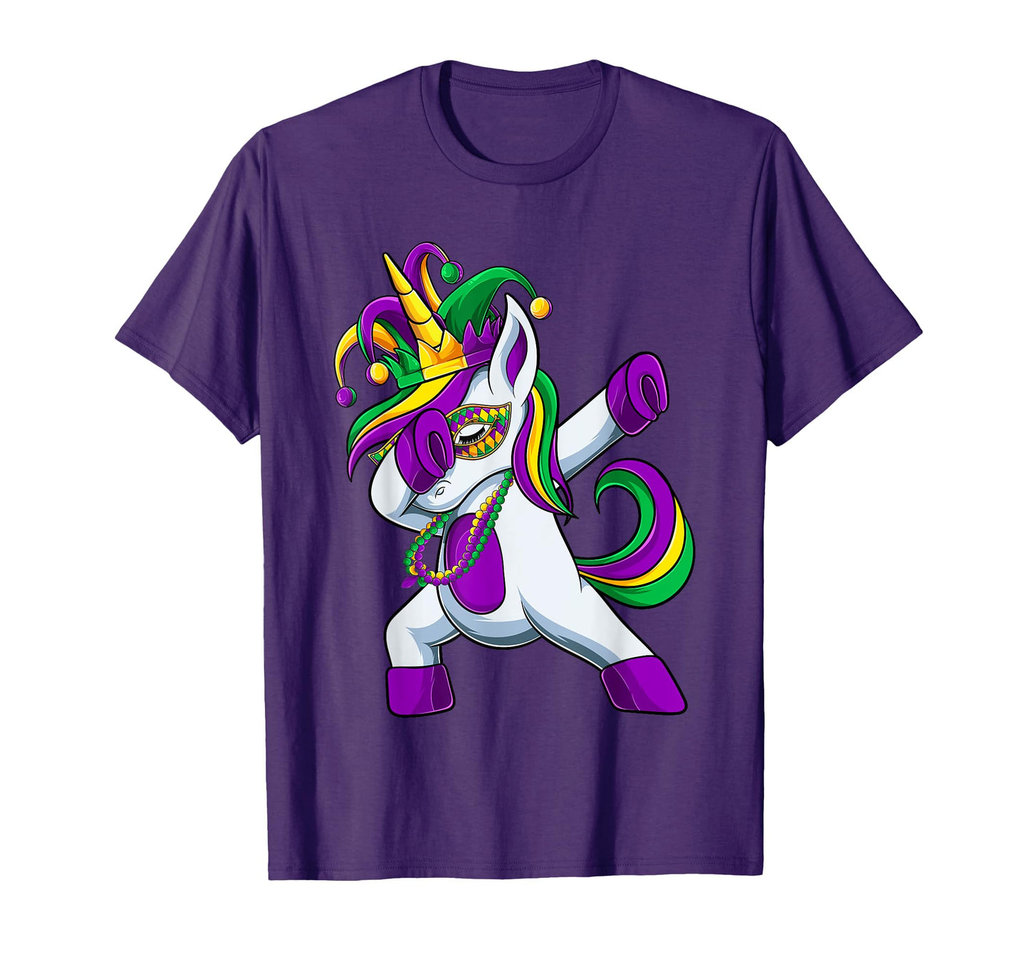Dabbing Jester Unicorn Mardi Gras Shirt, Kids Girls T-Shirt