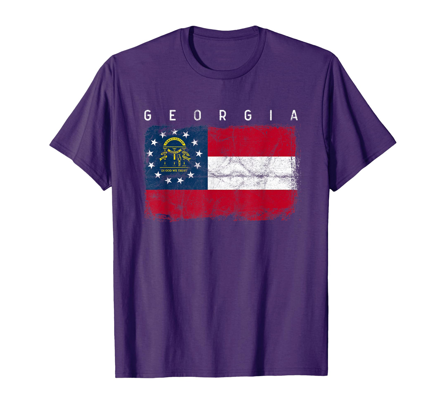 Georgia Vintage Distressed Home State Flag Design T-Shirt