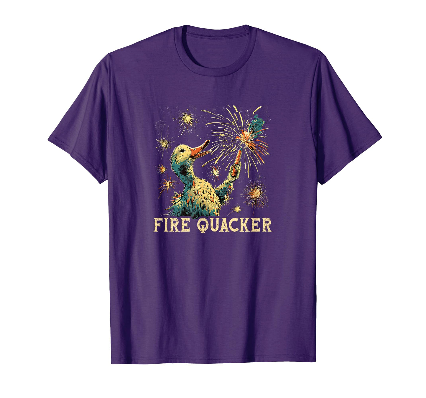 Funny Fireworks with Goose Duck - Fire Quacker T-Shirt