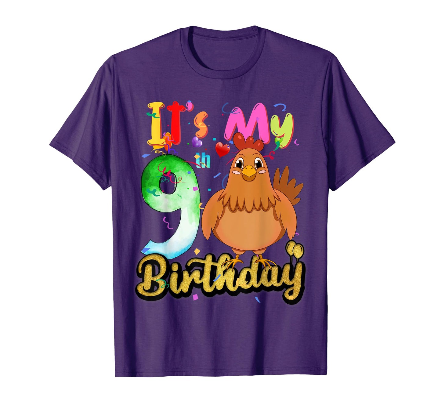Kids Chicken 9th Birthday 9 Years Old Girls Chicken Birthday T-Shirt