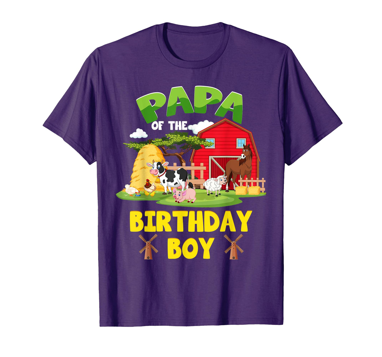 Papa Of The Birthday Boy Farm Animals Barnyard Party T-Shirt