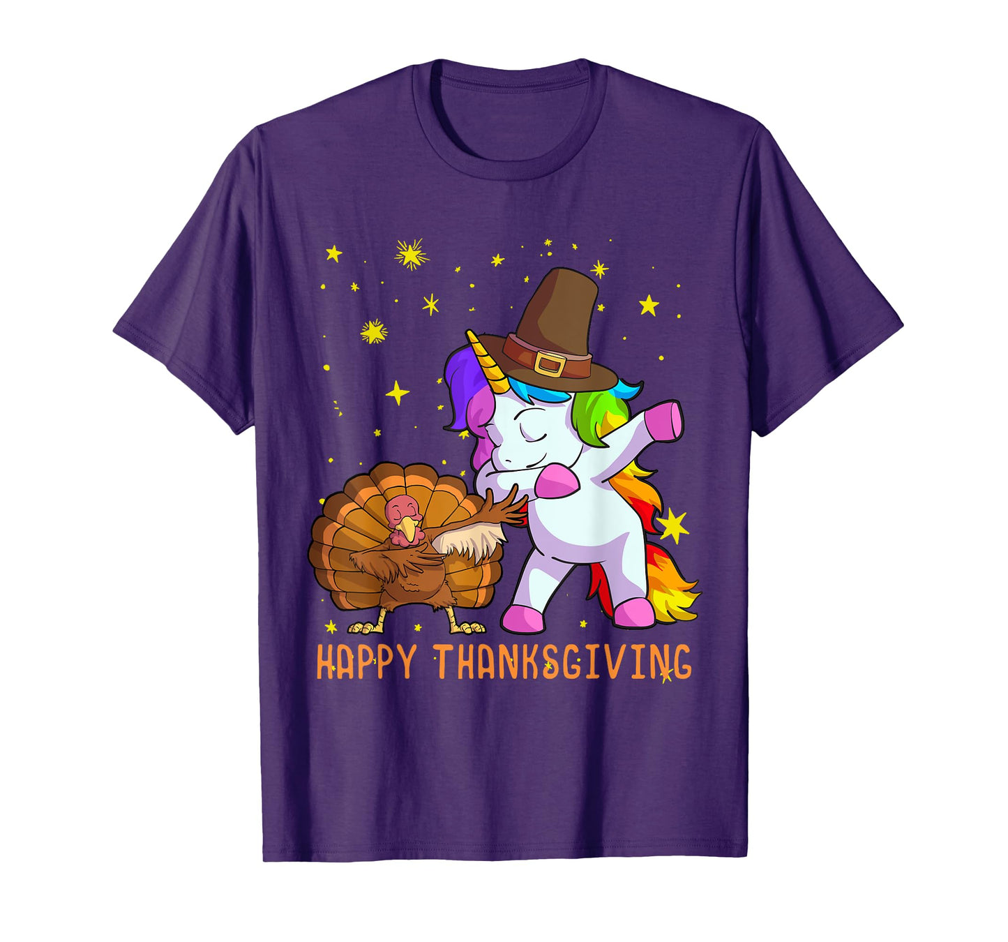 Cute Unicorn Thanksgiving Shirt For Girls Pilgrim Hat Turkey T-Shirt