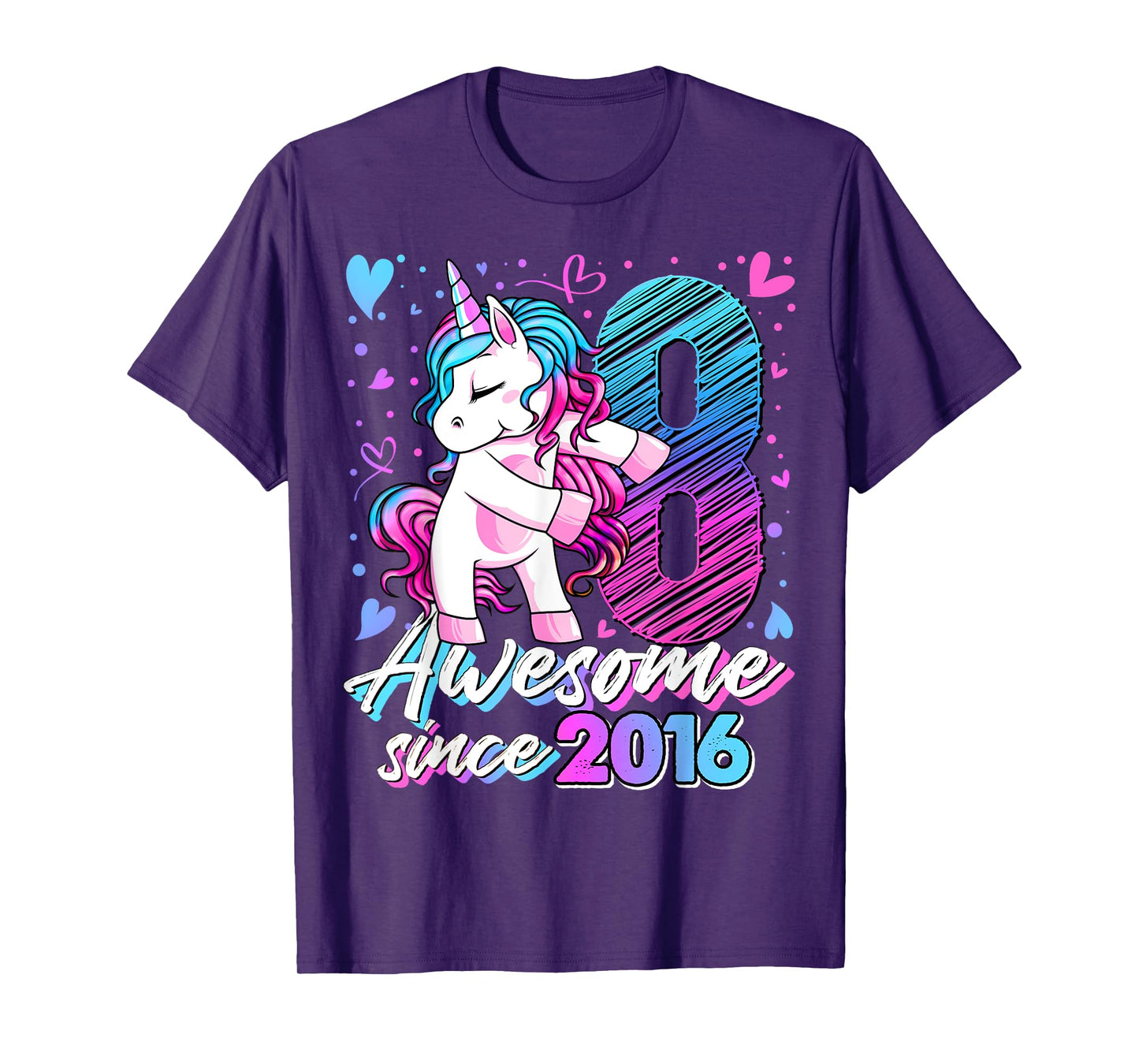 8 Years Old Flossing Unicorn Gifts 8th Birthday Girl Party T-Shirt