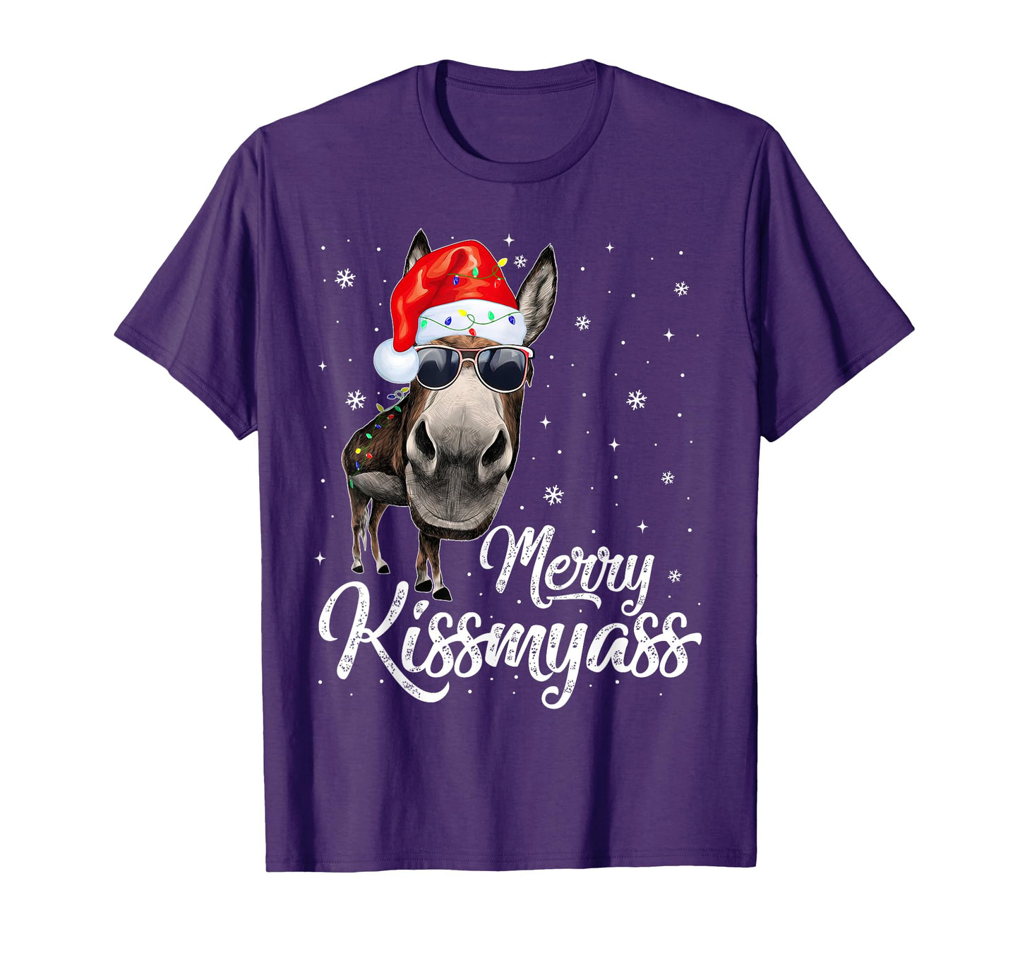 Merry Kissmyass Donkey Sarcastic Xmas Funny Pajama Christmas T-Shirt